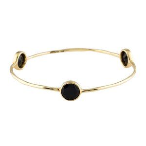 IPPOLITA 18K 750 YELLOW GOLD  NEPHRITE STATION BANGLE BRACELET